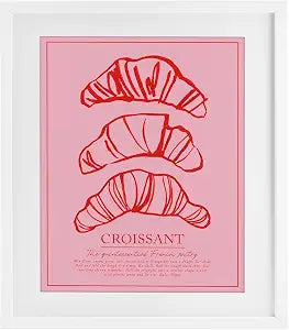 Croissant Breakfast Pastry Kitchen, 13 x 16 Inch Framed Print Under Glass