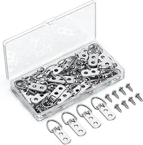 Uniclife 60 Pcs D Ring Picture Hangers with Screws, 40 lb Load Heavy Duty Picture Hanging Hardware, Double Holes Picture Hooks, D Rings for Picture Frame Hanging, D Hooks for Paintings Mirrors Clocks