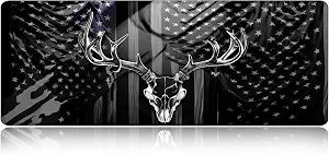 Large Gaming Mouse pad,Black Wood Grain USA American Flag Hunter Deer Anti Slip Rubber Base Mouse pad, Suitable for Computer, Laptop, Office Desk Accessories