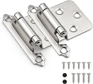 KNOBWELL 1/2" Overlay Brushed Nickel Kitchen Cabinet Door Hinges, 1 Pair