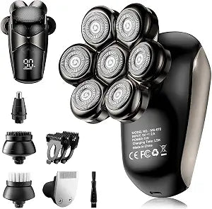 SHPAVVER Head Shavers for Bald Men: 5-in-1 Upgraded Electric Razor - IPX7 Waterproof Shaving Grooming Kit for Balder - Turbo Speed & Precision Blades (Ink Black)