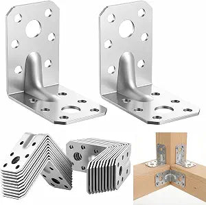 50 Pcs Steel L Bracket 2x2x1-3/8 Inch, Heavy Duty Metal Angle 90 Degree Reinforced Corner Brace with Reinforcing Rib for Wood Furniture Shelf Cabinet, 1.7mm Thick