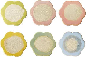 Creative Co-Op 6-Piece Flower Shaped Stoneware Trivet in Reactive Glaze, Multicolor