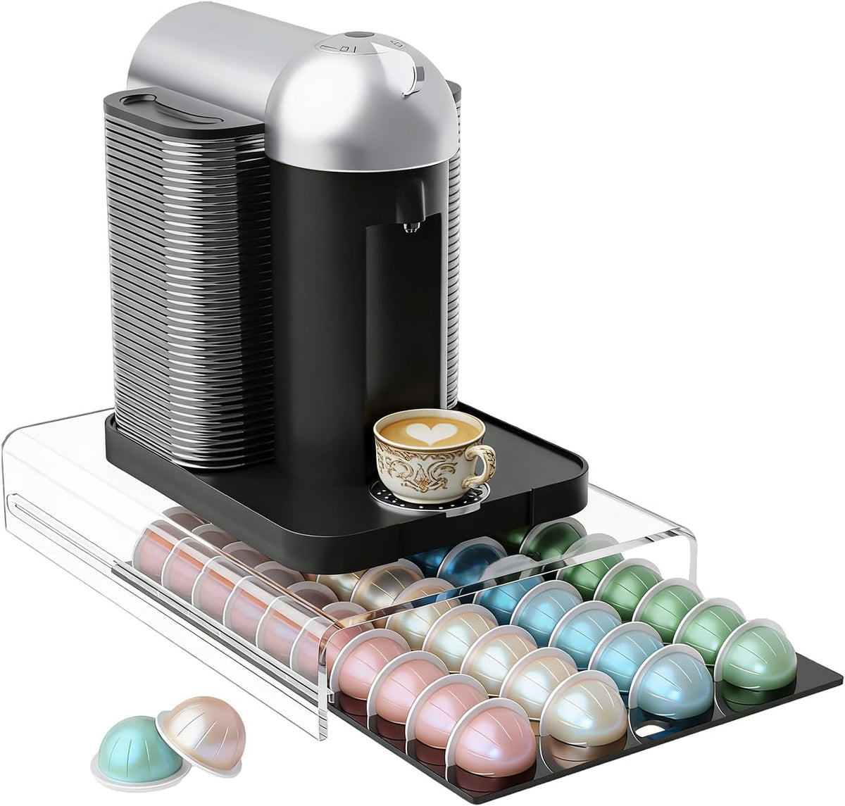 Garvee Coffee Pod Holder, Acrylic Nespresso Drawer Organizer with 40 Slots