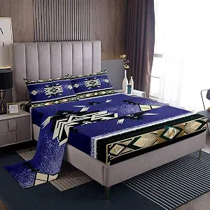 Manfei Rustic Native Ethnic Sheet Set Queen Size, Aztec Native American Bedding Set for Kids Boys, Abstract Geometric Boho Bed Sheet Set 4pcs with Deep Pocket Fitted Sheet + Flat Sheet + 2 Pillowcases