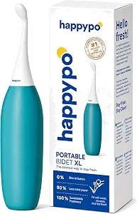 HappyPo The Original XL Butt Shower - Portable Bidet with 50% More Volume - The Easy-Bidet 2.0 Replaces Wet Wipes and Shower Toilet - Portable Bum Spray for Travel - Turquoise