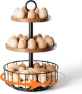 3-Tier 360 Rotating Egg Holder with Basket, Holds 64+ Eggs
