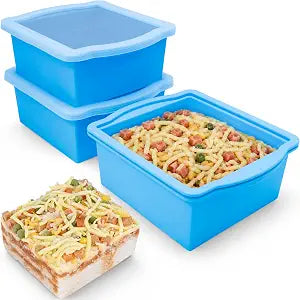 Silicone Freezer Molds, 2Cup Portion freezer storage containers, 3 Pack
