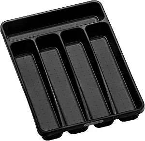 madesmart Classic 5 Compartment Compact Silverware Tray, Carbon