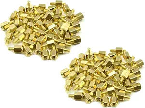 M2.5 x 5mm + 4mm Male to Female Thread Brass,100 Pcs