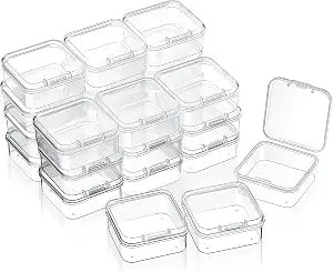 SATINIOR 24 Pcs Small Clear Plastic Container Box, 1.7 x 1.7 x 0.8 in