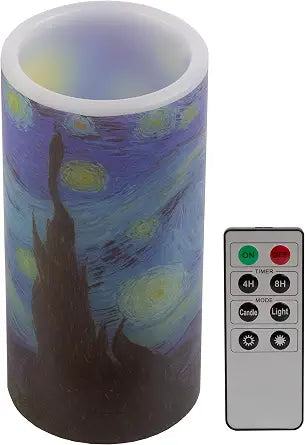 Lavish Home Van Gogh Starry Night Flameless Candle, 3 x 6