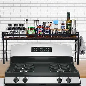 Spice Rack Shelf for Kitchen StoveStove Top Shelf with 4 hooks Extra Storage Countertop, Seasoning Organizer,Kitchen Organizers and Storage