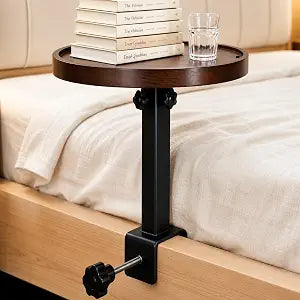 Bedside Shelf Solid Wood, Adjustable Height Bed Shelf for Wood Metal Frame