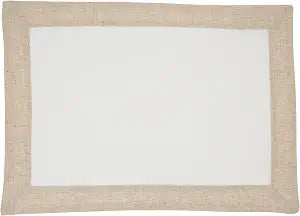 SARO LIFESTYLE Classic Border Placemats (Set of 4) - Everyday Placemats for Casual Dining, Family Meals and Layered Table Settings, 14"x20", Ivory
