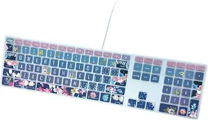 Silicone Keyboard Cover Skin for Apple iMac Keyboard with Numeric Keypad Wired USB MB110LL/B(Model: A1243), Cute Print, US Layout, Red Flower
