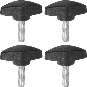 HARFINGTON 4pcs Tee Wing Knobs Thumb Screws M6 x 20mm Standard Male Thread Plastic T Knobs Handles Hand Clamping Knobs Grip Thumbscrew, Black
