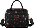 Lunch Bag Large Insulated Lunch Box for Women Men Adult Cute Cherry Lunchbox Lunch Bags Boxes Pail with Shoulder Strap for Work Mom Picnic Office Travel 11.4x6.8x9.1 inches 11.5L Black