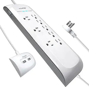 Digital Energy 8 Outlet 4200 Joules 25 FT Surge Protector Power Strip with Separated 2 USB Ports Strip