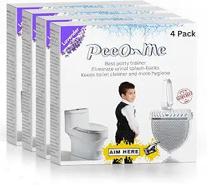 Toilet Clip-On Splash Guard & Deodorizer  Reduces Urine Splash-Back, In-Bowl Odor Control, Long-Lasting Fresh Scent, Turns Water Blue, Fits Most Toilets (4 Pack, Lavender)