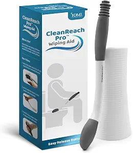 DMI CleanReach Pro with Sanitary Holder - Easy Release Toilet Aids for Wiping Bottom, Butt Wiper Tool for Women and Men, Long Handle Toilet Aids for Seniors and Handicap, Toileting Wand