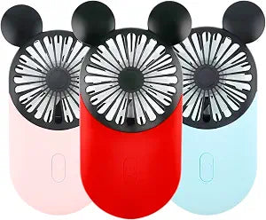 Cute Mouse Handheld Fan, Rechargeable USB Mini Fan(Red+Pink+Blue)