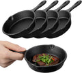 4 Pack Small Cast Iron Skillets, 4Inch Mini Frying Pans with Double Drip Spouts, Non-stick Mini Cast Iron Pan with Handle for Oven, Grill, Stovetop, Campfire, Indoors, Outdoors (Black)
