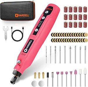 HARDELL Mini Cordless Rotary Tool, DIY for Engrave/Sand/Drill(Pink)