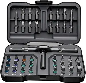 ATuMan 42 in 1 Magnetic Ratchet Screwdriver Set, 38 S2 Alloy Steel Bits, Detachable Handle, with Case, for Home, DIY, Bicycle and Electronics Repair