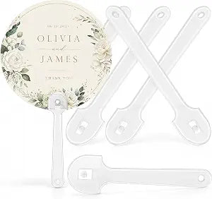 HEALLILY 100PCS Clear Plastic Fan Handles, 5 Inch Thickened 0.08in Heavy Duty Hand Sticks for DIY Wedding Programs, Graduation Ceremonies, Church Services & Summer Events