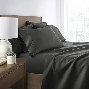 King Sheet Set - 100% Cotton Soft Long-Staple Combed Pure Natural Bed Sheet Set - Hypoallergenic Easy Fit - 4 Piece Set - Bedding Sheets & Pillowcases