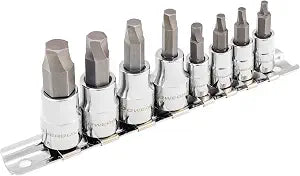 Powerbuilt 240094 8 Piece Zeon Metric Hex Bit Socket Set - with use for Damaged Fasteners, Standard, Rusted, Rounded Bolts, Size from 3mm to 10mm, Silver