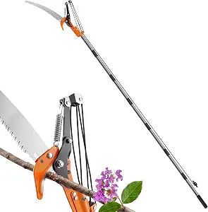 Walensee 10FT Pole Saw for Tree Trimming, Manual Pruner with Saw & Shears