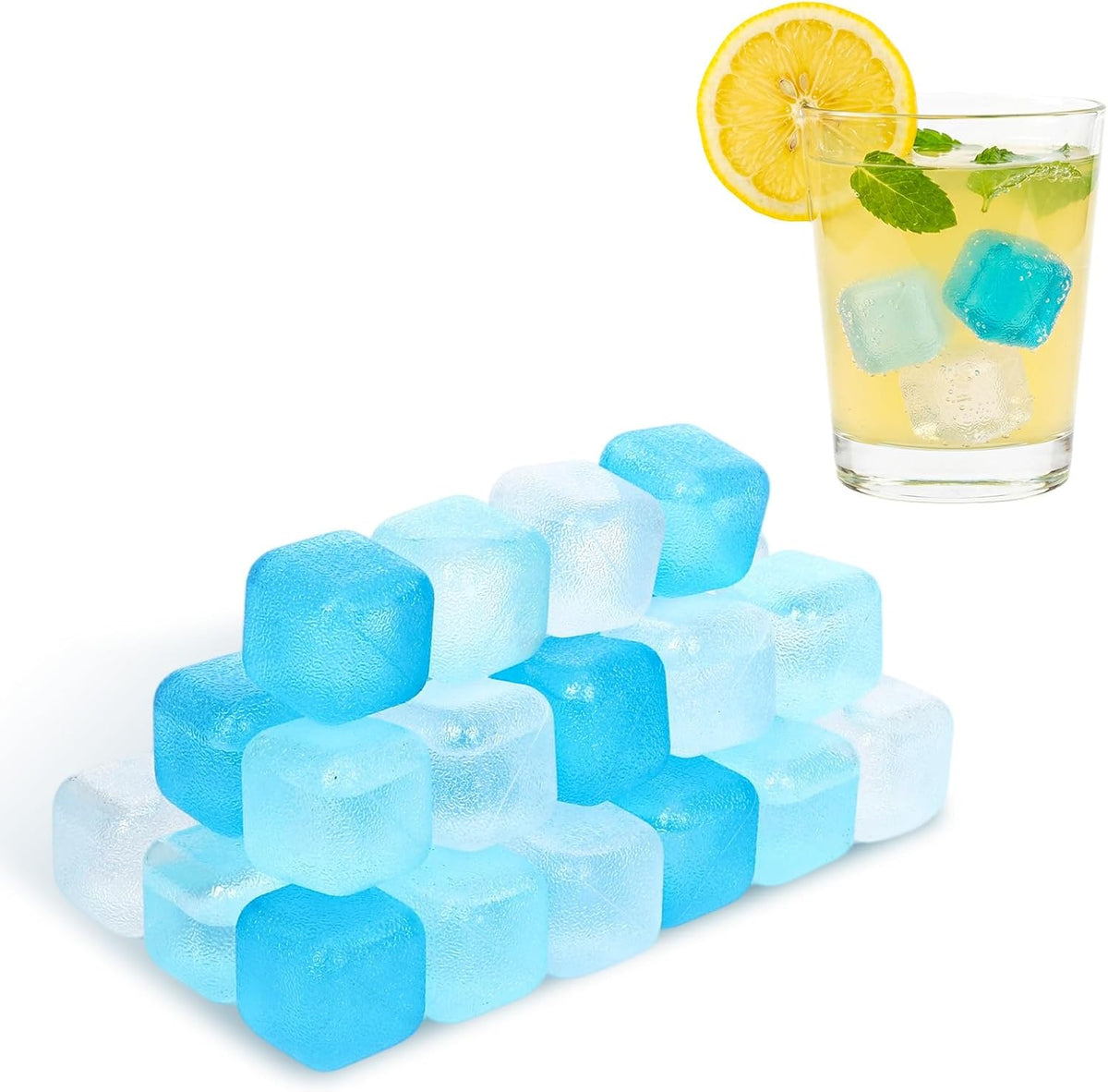 90PCS Reusable Ice Cubes, Refreezable Plastic Fake Ice Cubes