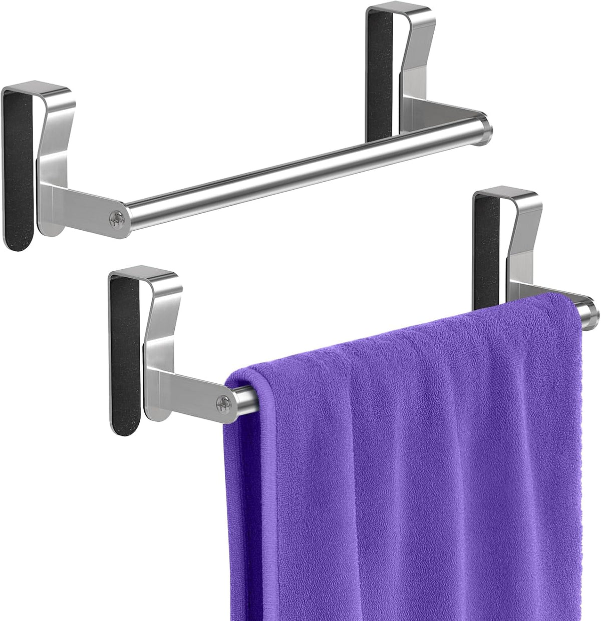 Jesginboo 2 Pack Over Cabinet Towel Holder for Kitchen, Drawer, Brushed