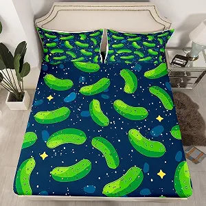 Erosebridal Kids Pickles Fitted Sheet Twin Size, 2 Piece