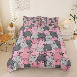 jejeloiu Hippo Duvet Cover Full Size