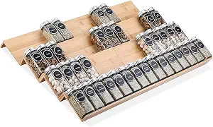 Mulush Bamboo Spice Rack Tray - Spice Drawer Organizer for Kitchen Cabinets Storage and Organization (Jars Not Included, 8 Individual Pieces, Not Adjustable)
