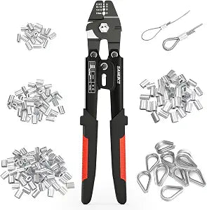 Sanuke Wire Rope Crimping Tool Kit, Swage for 3/64 1/16 5/64 inch Sleeves