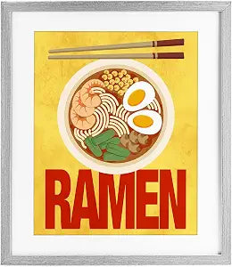 Bright Ramen Chopsticks Kitchen, 13 x 16 Inch Framed Print Under Glass