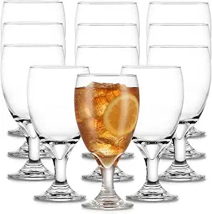Libbey Classic Glass Goblets Set of 12, Stemmed Water & Tea Glasses