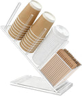 Clear Acrylic Coffee Cup & Lid Holder with Straw Organizer