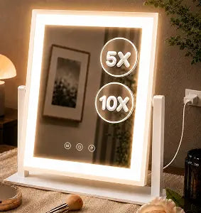 DECADENCE 14.1 x 12.1 in Lighted Makeup Mirror, 10X/5X Magnifiers