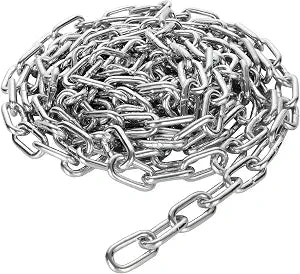 WOPPLXY 19.6ft (6 m) Length Galvanized Steel Chain, 0.23 Inch(6 mm) Heavy Duty Coil Chain, Stainless Steel Link Chain for Home Outdoor Fence Gate, Garage Doors, Swing Chain, Bicycle Security Lock
