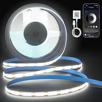 Cozylady COB LED Strip LED Light Strip 3000K-6000K, 5V dimmable LED bar, with Remote Control and Power Supply, Suitable for Home Interior Decoration, Kitchen, Mirror. (2m Cold White)