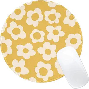 Retro Yellow Flowers Mouse Pad Cute Travel Mousepad for Laptop Wireless Mouse Aesthetic Office Accessories Computer Mouse Pads for Desk Mini Mouse Pad, Yellow Floral