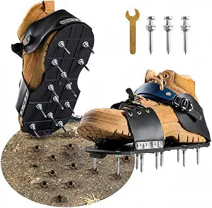 Aerator Shoes, Lawn Aerator Shoes for grass with Foot Protection ,Aeration Shoes for Lawn with Adjustable Strap, Pre-Assembled Aerating Shoes for Lawns, Gardens, and Courtyards (Black&Dark Blue)