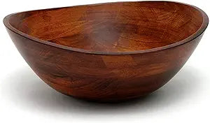Lipper International Rubberwood Wavy Rim Bowl with Cherry Finish for Fruits, Salads, or Popcorn, Large, 13" x 12.5" x 5", 155.54 Fl. Oz., Single Bowl