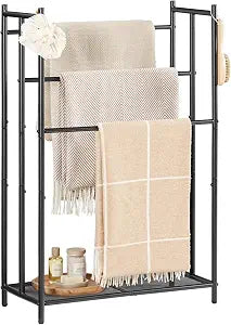 HOOBRO 3-Tier Freestanding Towel Rack with Storage Basket for Bathroom