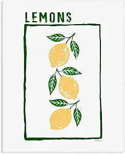 Fresh Summer Lemon Still Life, 16 x 20 Inch Canvas Wall Art